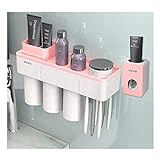 IKEAR IKEA Magnetischer Zahnbürstenhalter zur Wandmontage, für elektrische Zahnbürsten, Aufbewahrungs-Set mit Zahnpasta-Spender und Keimschutz Three Cups R