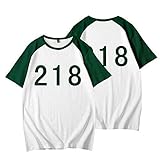 YDQY 2021 Hot TV Squid Game Shirt 001/067/218/240 /456 Cosplay T-Shirt Kostüm, Squid Game Kurzarm Shirt Unisex Sportswear, Weiß Casual Pullover Kleidung Top