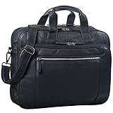 STILORD 'Nelson' Businesstasche Herren Leder 15,6 Zoll Laptoptasche Groß Aktentasche Umhängetasche aus Vintage Rindsleder, Farbe:schw