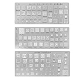 hetuioiyster 3Pieces Universal BGA Reballing Stencils Kit for MTK Samsung HTC Huawei Android Welding Board Silver Stainless S