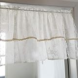 HJKJAMZ Weiß Sheer Tier Plissee Vertikale Blind Cafe Küche mit Spitze und Bowknot Halbfenster Kurze Vorhang Badezimmer Restaurant Privatsphäre (Size : 57(W) x41.3(L) in(145x105cm))