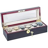 LIJINBO Uhrenbox,Ansehen Display Aufbewahrungsbox Schmuck Sammlung Fall Organizer Holder Holz (Color : Red, Size : 6 grids)