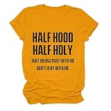 IFOUNDYOU Basic T Shirt Damen Kurzarm Rundhals Casual Oberteile mit Aufdruck Sommer Oversize Tee Tops Lustiges Lässige Mode Sommershirt Bluse Shirt Streetwear für Teenager Mädchen F