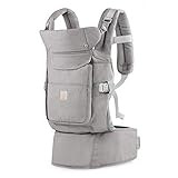 GAGAKU Ergonomische Babytrage mit Breiter Hüftgurt Baumwoll Kindertrage Baby Tragetasche 3 Tragepositionen für 5,5-15 kg 4-48 M