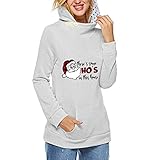WATERSPA Damen-Kapuzenpullover mit Weihnachtsdruck, lässig, langärmelig, Rundhalsausschnitt, niedlicher Pullover, lockere Passform, Pullover-Top, Bluse, grau, 48