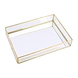 RUIRUI Tabletts Dekorativer Goldschalenspiegel, Rechteckiger Spiegelfach Kann Parfüm, Schmuck, Kosmetik, Make-up, Magazin Und Mehr, Dekoratives Tablett for Vani Halten (Color : Golden)