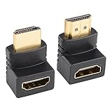 GodSpin HDMI-Adapter, rechtwinklig, 90 und 270 Grad, Stecker auf Buchse, unterstützt 4 K, 3D, HDR für TV, Laptops, VR, Tablets, Spielekonsolen, Smartphones, 2 Stück