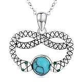 TANGPOET Schlangenanhänger Halskette 925 Sterling Silber Tieranhänger mit Geburtsstein Unendlichkeit Tier Schlangenketten Schmuck Geschenke für Männer Frauen F