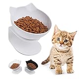 Futternäpfe Katzenfutter,DoppelterFutternäpfe Katzenfutter Doppelter Futternapf rutschfeste Futternapf Katze Katzennäpfe für Katze Welpe Futter und Wasser (Weiß)