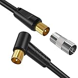 0,5 m TV Antennenkabel Stecker DVB-C DVB-T DVB-S Winkel, HDTV Satelliten Kabel RF-TV-Antennenkabel Koaxialkabel Vergoldete Anschlüsse Schwarz für Sky, Virgin, BT, TV, Videorekorder oder DVD-Play