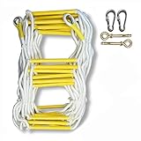 Kletterseilleiter im Freien Sicherheit Seilleitern Hängeseil mit Haken Jugendliche Erwachsene Übungsseilleiter Harzseil Feuer bekämpfen Leiter Gut runter Nylon Klettere die Leiter hoch (Size:12m/39ft)