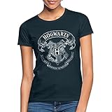 Spreadshirt Harry Potter Hogwarts Wappen Zeichnung Frauen T-Shirt, S, Navy