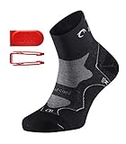 Lurbel DISTANCE kurze Premium Laufsocken / Sportsocken, antibakteriell, atmungsaktiv, mit Polsterung und Blasenschutz, Damen & Herren (schwarz, 43-46)