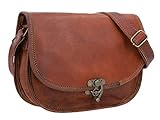 Gusti Handtasche klein Leder - Edda Ledertasche Umhängetasche Schultertasche Vintage Braun Leder D