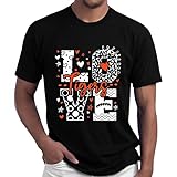 Unisex-T-Shirt, kurzärmelig, für Frühling und Sommer, schlicht, modisch, für Valentinstag, Paare, Buchstaben, Grafikdruck, kurzärmlig, lässige Oberteile, Schwarz , XXL