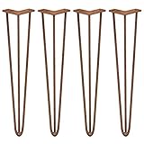 SKISKI Legs 4 x 71cm 3 Streben 10mm Hairpin Haarnadelbeine Haar-Nadel-Beine Haarnadel-Beine Tischbeine Stuhlbeine Möbelbeine Haarnadel-Tischb