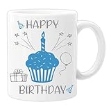 Tasse mit Spruch Happy Birthday Tasse Geburtstagstasse schöne Tasse Leas Druckerei (Weiß)