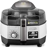 De'Longhi MultiFry Extra Chef Plus FH1396 Heißluftfritteuse, Multicooker mit 1,7 kg Fassungsvermögen, 8 Kochprogramme, Umluftsystem, Grillfunktion, Rezepte-App, 2300 Watt, Grau/Weiß