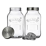 Kilner Fermentier Set, 2 Gläser á 1 Liter Fermentierglas, Transparent, 10 x 10 x 18