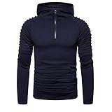 SALEBLOUSE Herren Kapuzenjacke Sweatjacke Hoodie Mit Kapuze Übergröße Reißverschluss Half Zipper Oversize Kapuzenpullover Übergangsjacke Herren Kapuzen-Jacke Zip-Hoodie Pullover mit Teddy-F