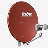 Fuba 4 Teilnehmer Sat Anlage DAL 804 R | Sat Komplettanlage mit Fuba DAL 800 R Alu Sat-Schüssel/Sat-Spiegel Ziegelrot + Fuba DEK 417 Quad LNB für 4 Receiver/Teilnehmer (HDTV-, 4K- und 3D-kompatibel)