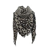 lbert Unisex Schal Deckenschal Imitation Kaschmir Winterschal Leopardmuster Poncho Fransen Schultertuch Warme Weich Soft Halstuch Herbst Winter Scarf Cap