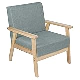 Ejoyous Polstersessel Loungesessel, Retro Holzsessel Sessel Einzelsofa Stuhl mit Massivholz-Struktur für Wohnzimmer Schlafzimmer Skandinavisches Designsessel 73 * 44 * 58
