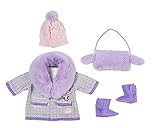 Zapf Creation 706060 Baby Annabell Deluxe Mantel Set 43 cm - lila Puppenkleidung Puppenoutfit für den Winter mit Mantel, Mütze, Muff und S