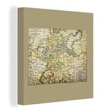 OneMillionCanvasses - Leinwand Bilder - 50x50 cm - Antike Landkarte von Deutschland - Wand bilder - Wandbilder Wohnzimmer - Wandbilder Schlafzimmer - Kunstdruck - Wanddek