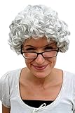 WIG ME UP - PW0035-K309 Perücke GRAU Locken Oma Omi Granny Alte D