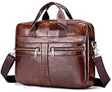 Vintage Echtem Leder Aktentasche Für Herren Damen 15 Zoll Laptoptaschep Große Umhängetasche Business-Taschen Tote Travel Computer Schulter (Color : A, Size : 15inch)