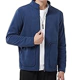 O·Lankeji Leichte Damen Polar Fleece Jacke,Thermomantel mit durchgehendem Reißverschluss und 2 Taschen,für Paare warmer Mantel (Farbe : BLUE-MEN, Größe : 4XL)