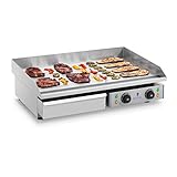 Royal Catering RCEG-75 Elektro-Grillplatte 2 x 2.200 W 72,5 cm breit Spritzschutz Grillplatte Griddleplatte Bräter Bratplatte Griddle Elektrog