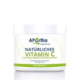 APOrtha natürliches Vitamin C hochdosiert I 250 g Vitamin C Pulver vegan aus Acerola-Extrakt und Hagebutten-Extrakt I hochdosiertes natürliches Vitamin C hergestellt in Deutschland Acerola Vitamin C