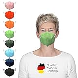 elasto 10x FFP2 Masken CE Zertifiziert 2233 Made in Germany 5-lagig FFP2 Atemschutzmasken hygienisch verpackt Mundschutzmaske Partikelfiltermaske mit Vlies farbig (10x Hellgrün)