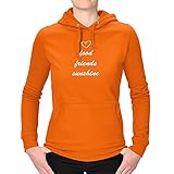 Jimmys Textilfactory Hoodie Food Friends Foodlover Foodspring Ernährung gesund 12 Farben XS-3XL Veganer Catering Events Restaurant Kochen Bar Genuss Wein, Farbe:orange - Logo Weiss, Größe:3XL