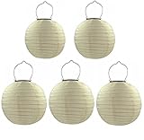 Larew 5Stück Weiß Solar Laterne Solar Lampions LED Außen Lampions Solarbeleuchtung Wasserdicht Outdoor, Hochzeit, Fest, Dekor-Lampe 25