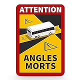 Betriebsausstattung24® Hinweisschild 'Attention Angles Morts' für Bus/Wohnmobil | Selbstklebende PVC- Folie 17,0 cm x 25,0 cm | Französische StVO Artikel R.313-32-1 | Toter Winkel W