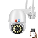 IOSICAM 1080P Aussen Überwachungskamera WLAN IP Kamera，APP Tuya Smart Life, Schwenken und Neigen, Zwei-Wege-Audio, PIR Bewegungserkennung, Nachtsicht, IP66 Wasserdichtigk