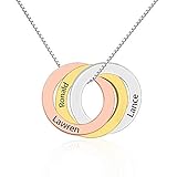 Jacklin F Gravierte russische Ring personalisierte Disc Halskette Kreis Halskette Familienname Halskette mit 3 N