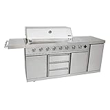 Mayer Barbecue ZUNDA Gasgrill MGG-362 Extreme 2 Outdoorküche, 6 Hauptbrenner, 1 Backburner, 1 Seitenbrenner, Edelstahl, Grillfläche 95 x 45 cm, inkl. Schutzhü