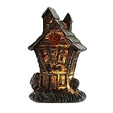 GDEVNSL Nachtlicht Miniatur Spukhaus Led Spooky Skull KüRbis Licht Decor FüR Party Halloween Schloss Haus Lichtern Sound Spielzeug Tragbare Hexe W