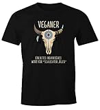 MoonWorks® Herren T-Shirt Vegetarier/Veganer Schlechter Jäger Spruch Skull lustig Fun-Shirt Veganer schwarz XXL