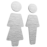 BSYDESIGN Badezimmerschild für Männer und Frauen - Toilettenbeschilderung für Männer und Frauen - Unisex-WC-Symbol - 5.2 x 14 cm Türschild Verwendung im Innen- und Außenbereich (Silber)