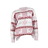 SHUTING2020 damen pullover Weihnachtsstrickjacke Langarm Rentier ELK Neues Jahr Frauen Gestrickte Pullover Rundhals Weihnachten Weibliche Jumper Top (Color : Pink, Size : S)