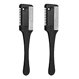 Minkissy Haarschneider Kamm 2 Stück Haarverdünner Kamm Shaper Haarrasierer mit Kamm Haarschere Schere Doppelkante Rasierklingen zum Haarschneiden Und Styling