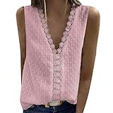 NPRODLO Damen Cami Shirts Tank Top für Sommer Ärmellos Tiefer V-Ausschnitt Chiffon Slim Weste Camisole Frauen Lässig Sexy Aushöhlen Spitze Polka Dots Basic Vest T-Shirt Tunika Crop Top Bluse H