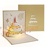DORART Geburtstagskarte mit Musik, 3D Pop Up Grußkarten Geburtstag, Glückwunschkarte Geburtstag Geschenk, Geburtstagskarte Lustig für Ihre Familie, Freunde oder Mutter (Golden)