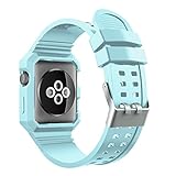 Watch Band für iWatch Series 3, Weiche TPU Silikon Strap Sportarmband Ersatzarmband Wrist Armband mit Stiftschließe für iWatch Apple Watch 38MM 42MM Series 1/2/3 (38mm, Himmelblau)