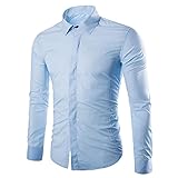 HUIWU Herren Tshirt Hemd Langarm Button Down Baumwolle Slim Fit Casual Henley Shirts Businesshemden Poloshirts Polohemd mit Kent-kragen Herbst Winter Einfarbig Elegant Basic Freizeithemd Lang
